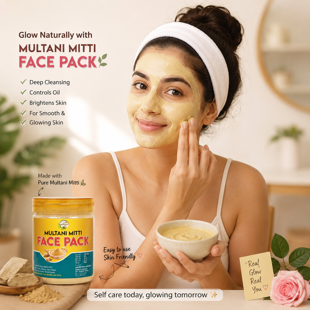 Multani Mitti Face Pack With Gulab Jal